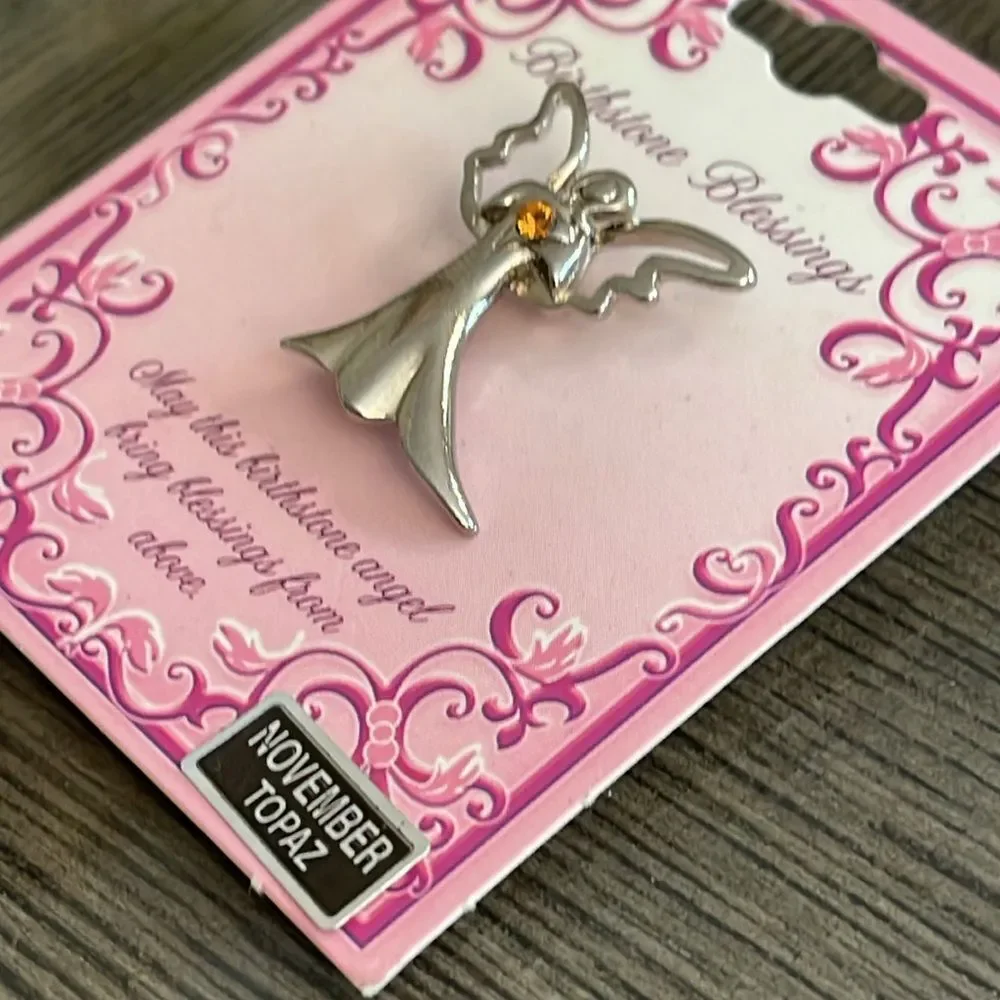 Vintage CAMCO November Birthstone Blessings Angel Pin